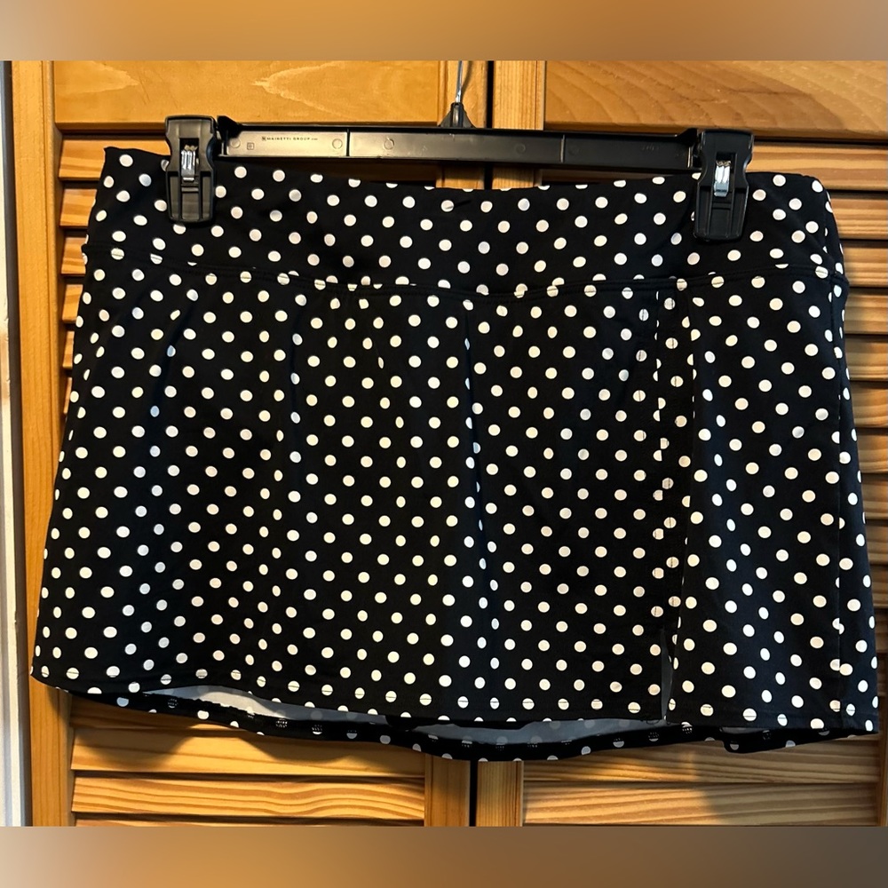 Lands' End Black and White Polka Dot Swim Skirt